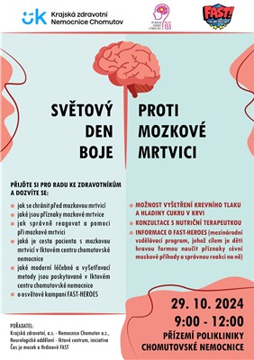 Leták. Světový den boje proti mozkové mrtvici. Chomutov