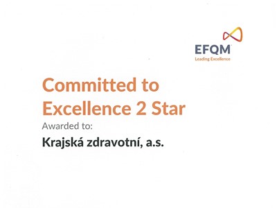 Mezinárodní certifikát Committed to Excellence 2 Star pro Krajskou zdravotní, a. s.